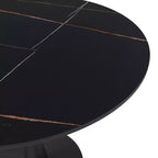 Bristol 31 Round Dining Table Sintered Stone Top, Black Steel Pedestal Base, Accent Café Table for Kitchen & Small Spaces