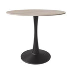 Bristol 31 Round Dining Table Sintered Stone Top, Black Steel Pedestal Base, Accent Café Table for Kitchen & Small Spaces