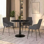 Bristol 31 Round Dining Table Sintered Stone Top, Black Steel Pedestal Base, Accent Café Table for Kitchen & Small Spaces