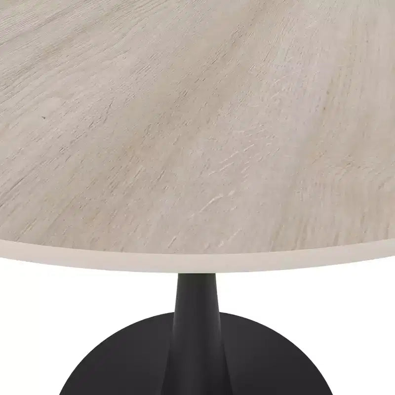 Bristol 31 Round Dining Table Sintered Stone Top, Black Steel Pedestal Base, Accent Café Table for Kitchen & Small Spaces