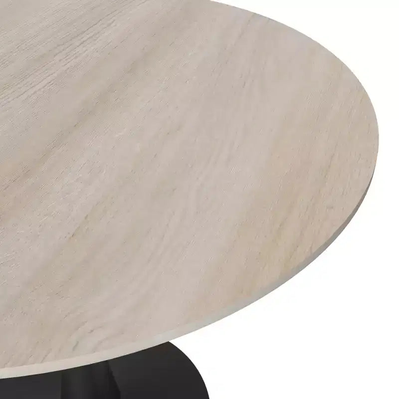Bristol 31 Round Dining Table Sintered Stone Top, Black Steel Pedestal Base, Accent Café Table for Kitchen & Small Spaces
