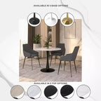 Bristol 31 Round Dining Table Sintered Stone Top, Black Steel Pedestal Base, Accent Café Table for Kitchen & Small Spaces