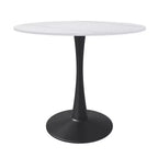 Bristol 31 Round Dining Table Sintered Stone Top, Black Steel Pedestal Base, Accent Café Table for Kitchen & Small Spaces