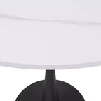 Bristol 31 Round Dining Table Sintered Stone Top, Black Steel Pedestal Base, Accent Café Table for Kitchen & Small Spaces